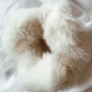 white fluffy scrunchy